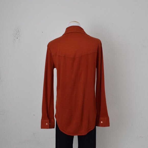 Vintage 80s Burnt Orange Acrylic Shirt size‎ M - Picture 3 of 10